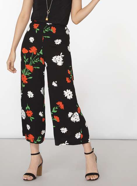 Black, Red And White Cropped Trousers